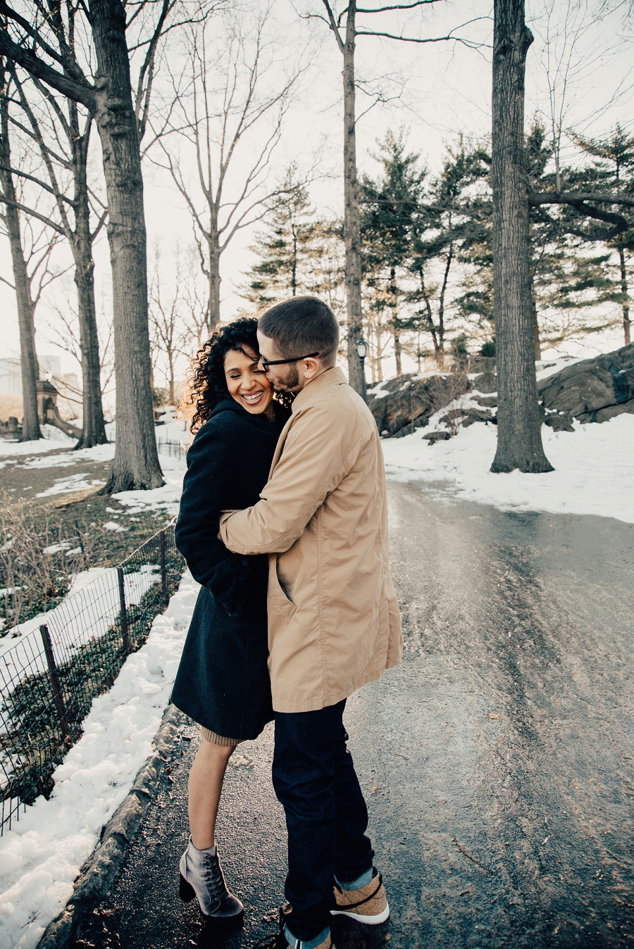 Snowy Central Park Engagement Session by Tamara GIbson www.tamara-gibson.com